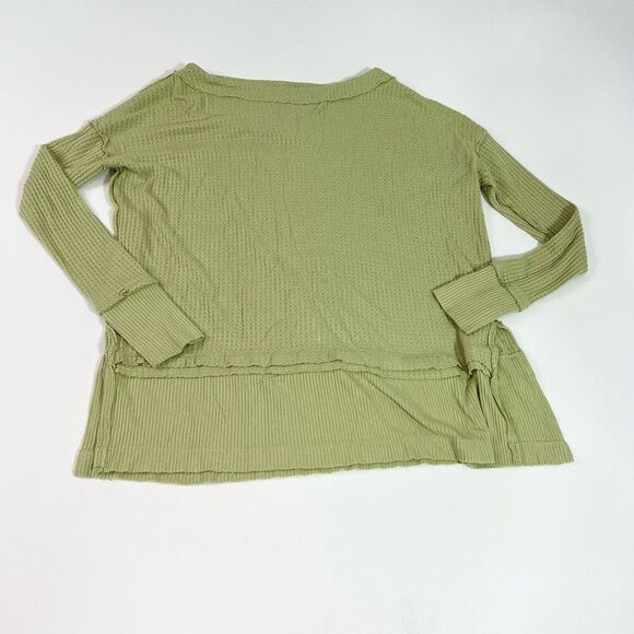 Free People Shirt Womens Small Waffle Knit long Sleeve Green Oversized Tunic - Picture 1 of 10
